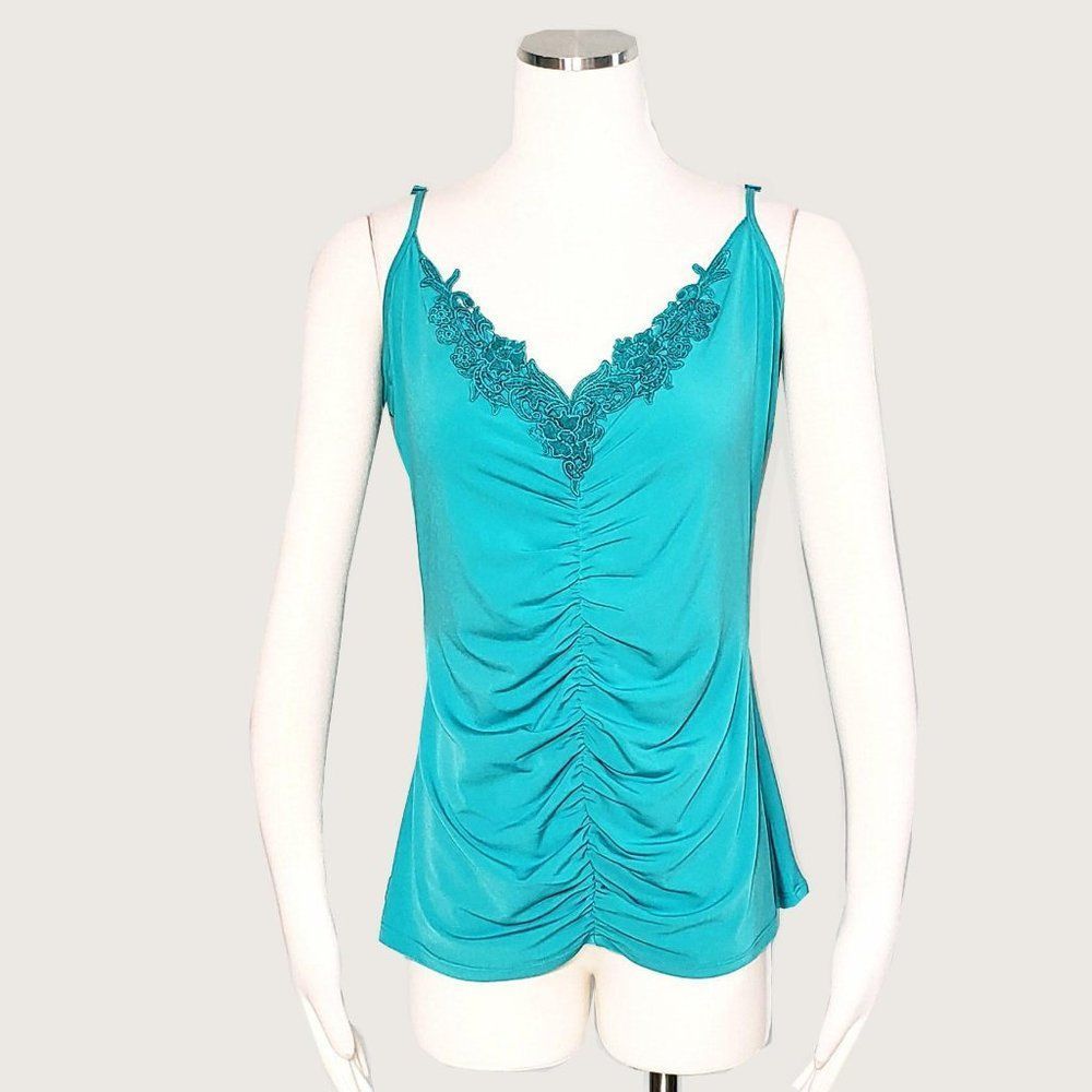***** SEE OFFER****Cache Cinched Cami with Lace Applique NWOT